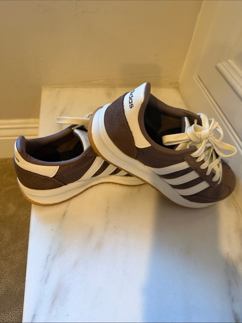 adidas Brown and Cream Retro Style Sneakers - Picture 4 of 5